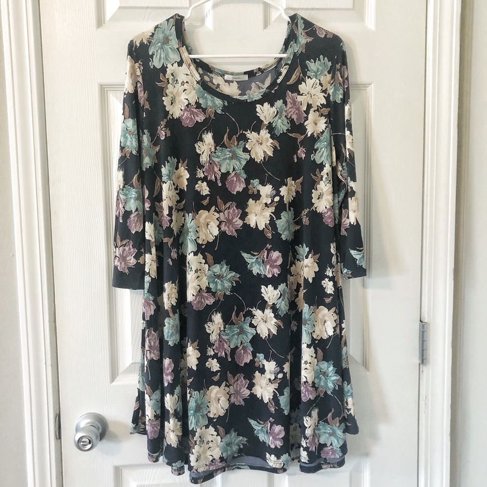 {Jodifl} Navy Floral Swing Dress